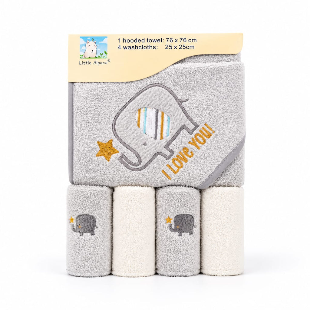 Premium Baby Hooded Bath Towel & Washcloth Set – Soft & Absorbent