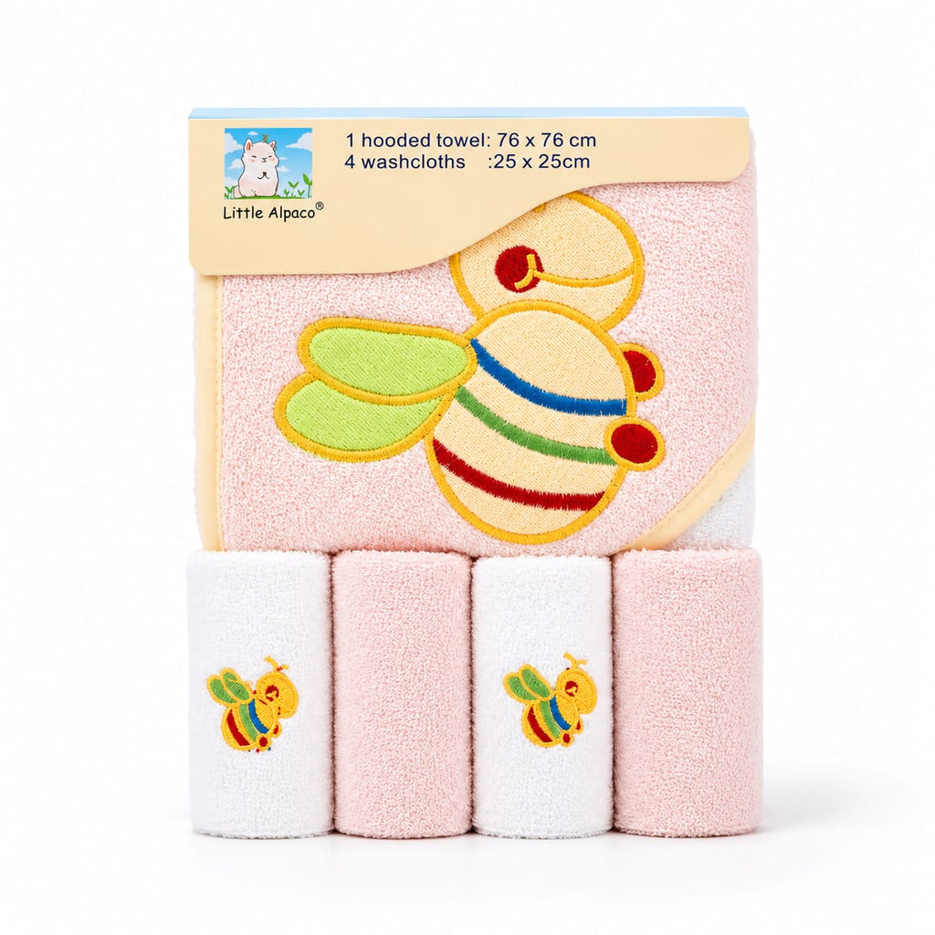 Premium Baby Hooded Bath Towel & Washcloth Set – Soft & Absorbent