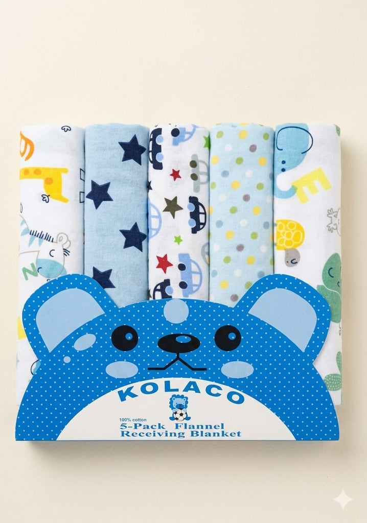 Ultra-Soft Flannel Baby Wrapping Sheet | Breathable & Cozy Swaddle Blanket Blue