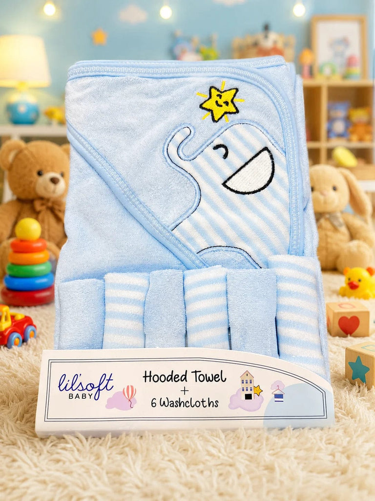 Premium Hooded Baby Bath Towel & Matching Face Towel Set | Ultra-Soft Cotton