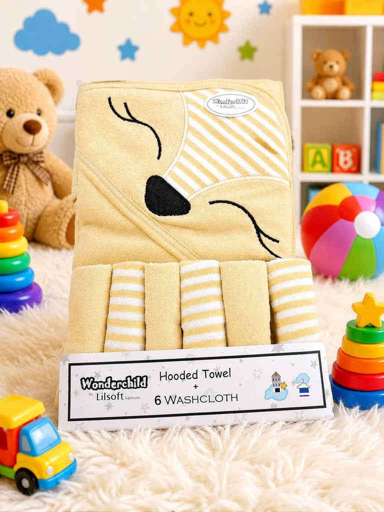 Premium Hooded Baby Bath Towel & Matching Face Towel Set | Ultra-Soft Cotton