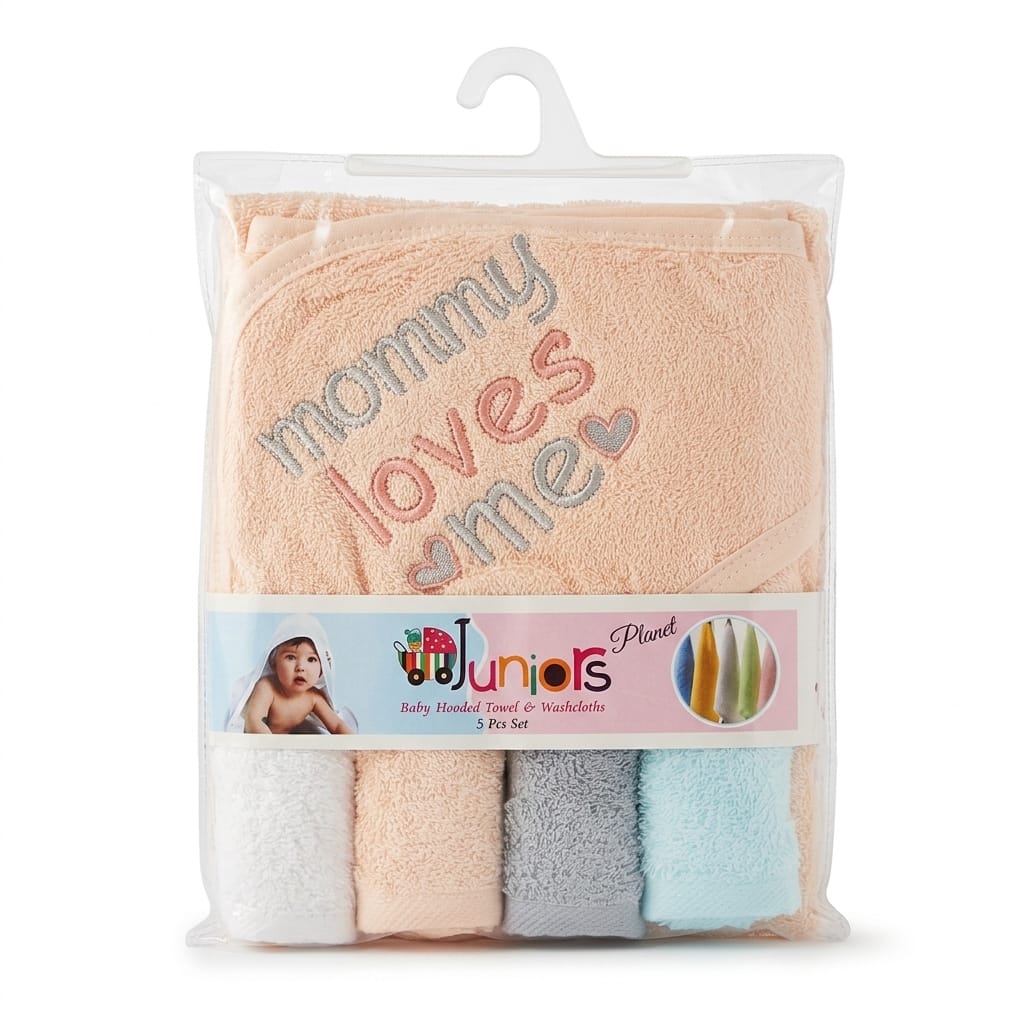 Premium Hooded Baby Bath Towel & Matching Face Towel Set