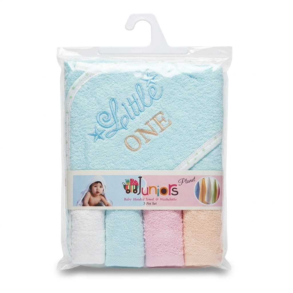 Premium Hooded Baby Bath Towel & Matching Face Towel Set