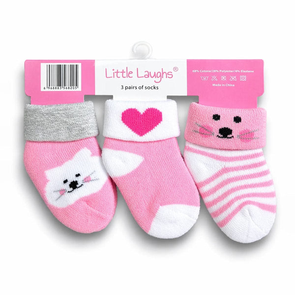 Premium Soft Baby Socks Set (3 Pairs) – Cute Newborn Booties