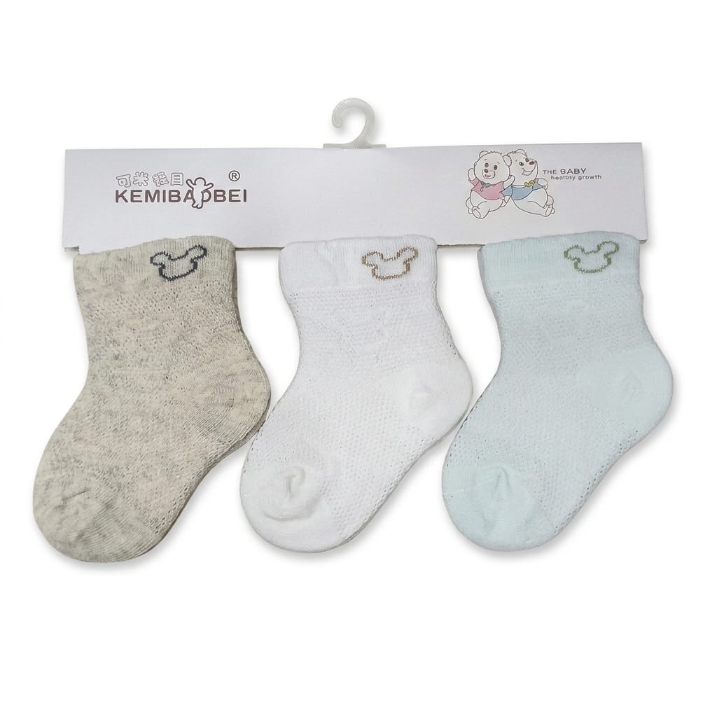 Premium Soft Baby Socks Set (3 Pairs) | Breathable Newborn Booties (0-12 Months)
