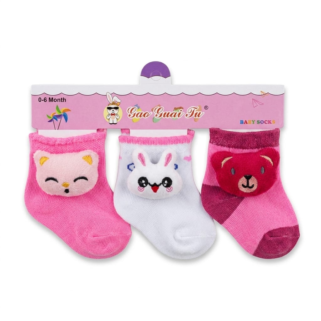 Premium Soft Baby Socks Set (3 Pairs) | Breathable Newborn Booties (0-12 Months)