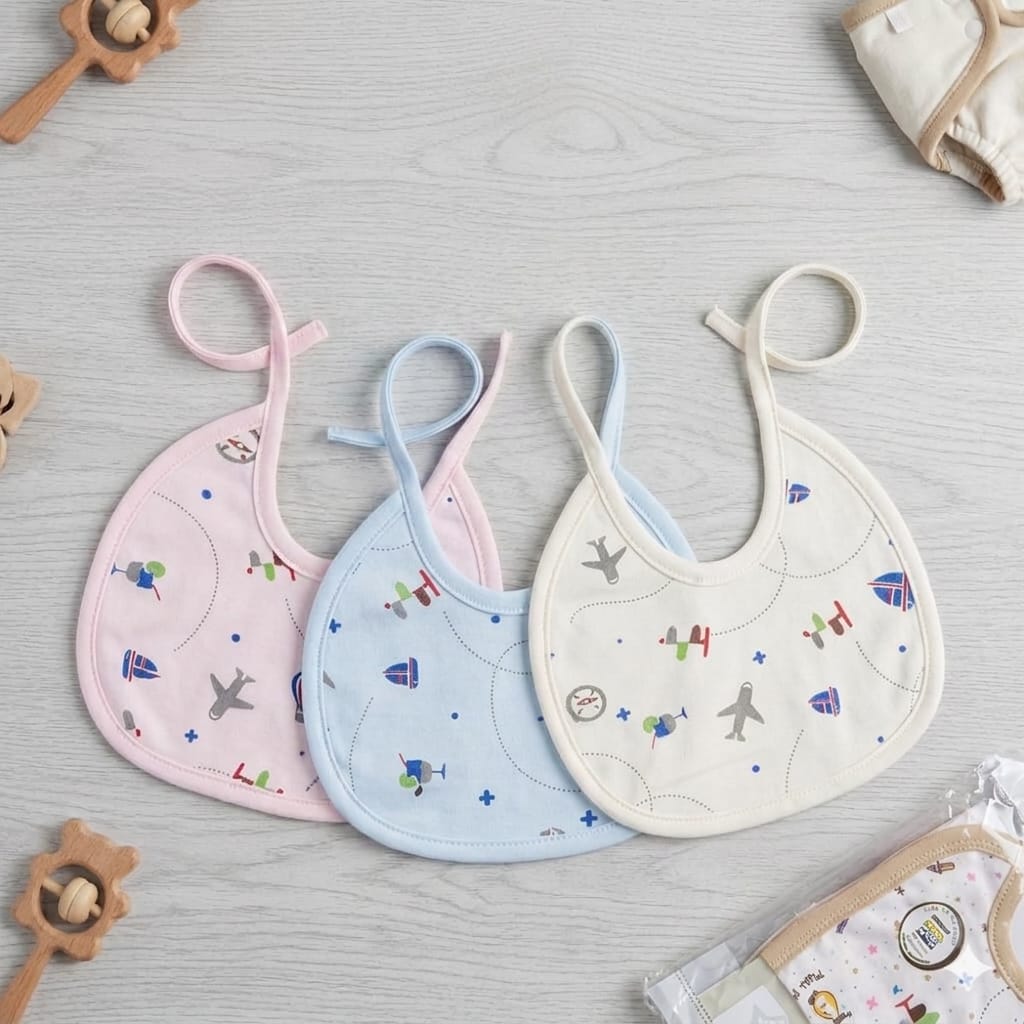 Baby Cotton Tie-Up Bibs – Adventure Theme Set of 3 (Soft & Breathable) PACK OF 3