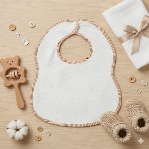 Kidzo Premium Cotton Baby Bib – Adorable Bear Print & Soft Neutral Design