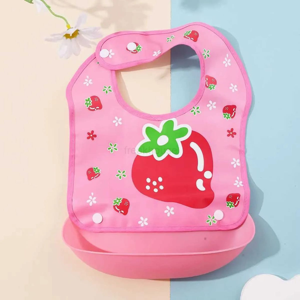 Waterproof Silicone Baby Bibs with Crumb Catcher – Easy-Clean Feeding Bibs