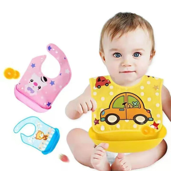Waterproof Silicone Baby Bibs with Crumb Catcher – Easy-Clean Feeding Bibs