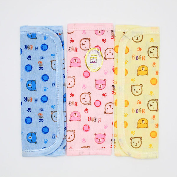 Baby World Premium Cotton Burp Cloths – 3-Piece Set (Adorable Bear Print) PACK OF 3