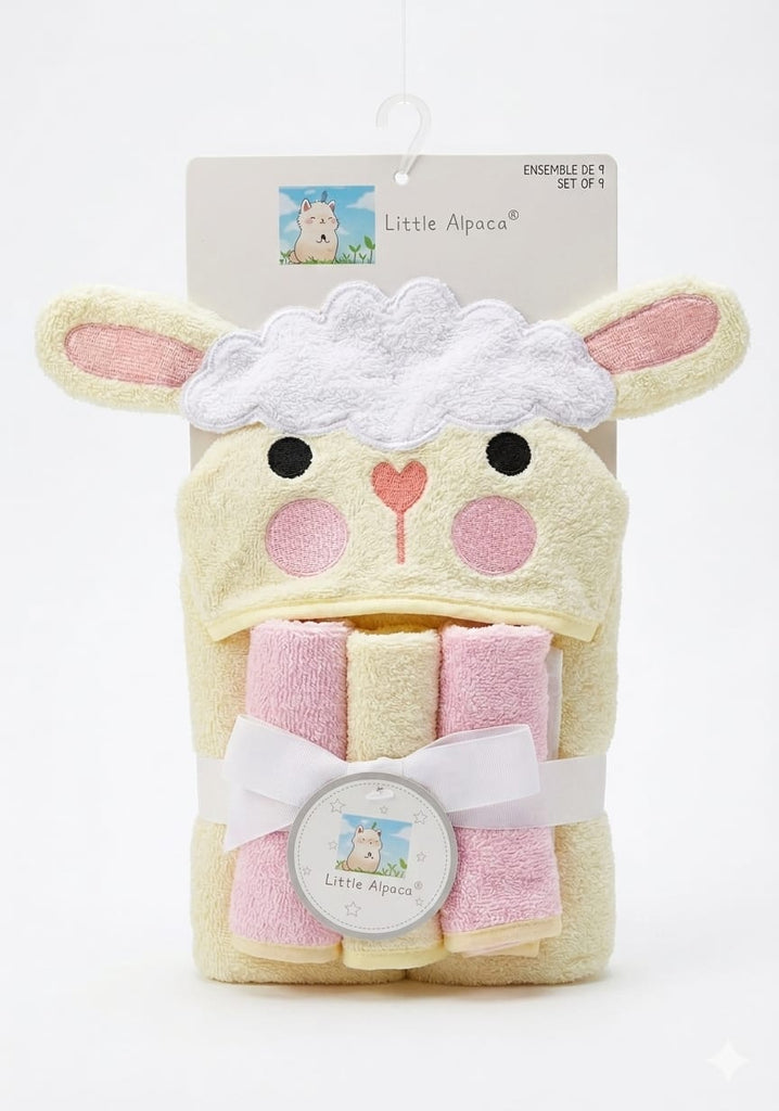 Baby Character Hooded Towel With Wash Clothes Imported