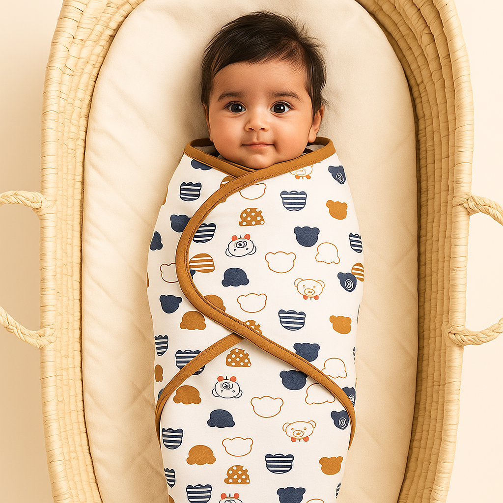 Baby Swaddle Brown & White