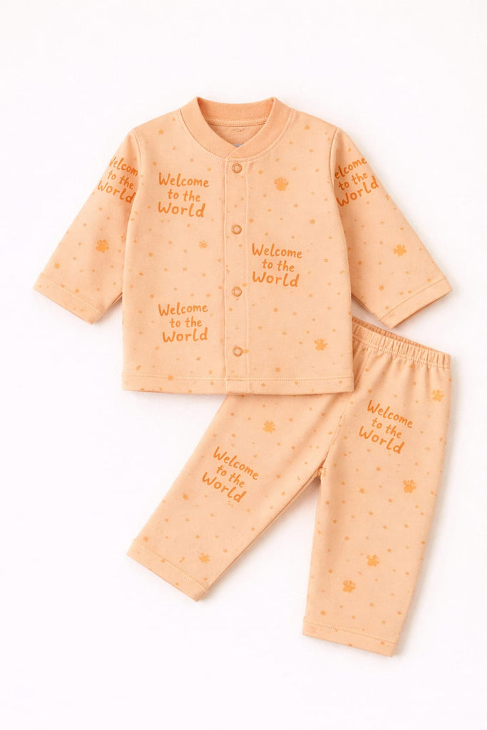 Baby Night Suit – Welcome to the World Print | Soft Cotton (0 to 18 months)