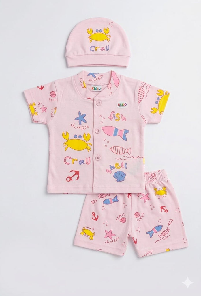 Kidzo New Born Baby 3 Pcs  Clothes 0 to 3 months Pink  23720