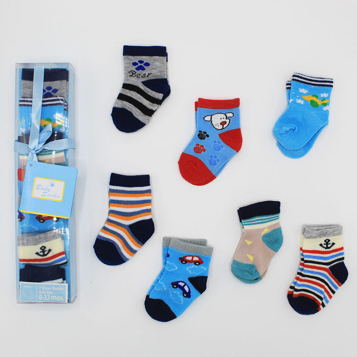 Baby Socks 7 Days Printed – Multicolor 100% Cotton Gift Pack (0-12 Months)