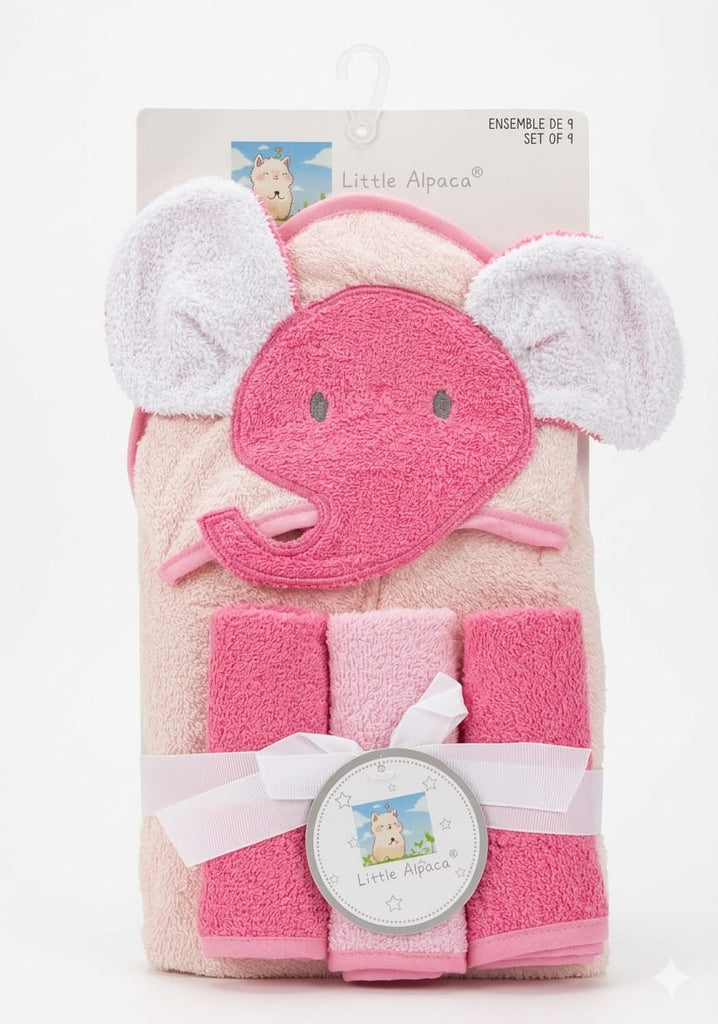 Baby Character Hooded Towel With Wash Clothes Imported
