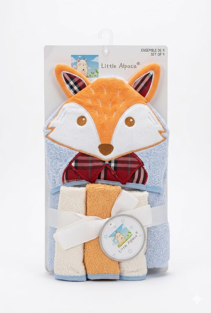 Baby Character Hooded Towel With Wash Clothes Imported