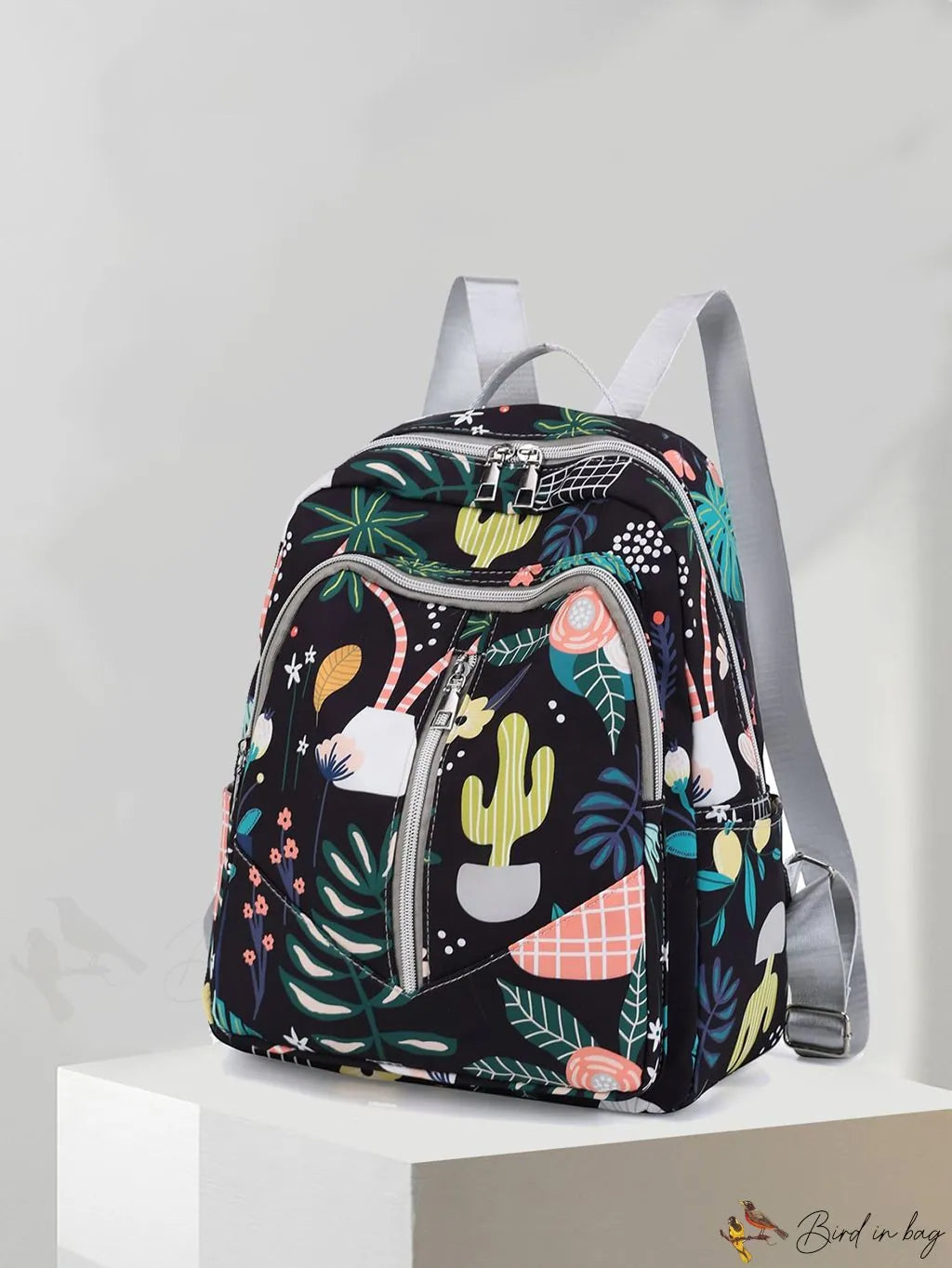 Waterproof Baby Diaper Backpack Flower Black - Sunshine