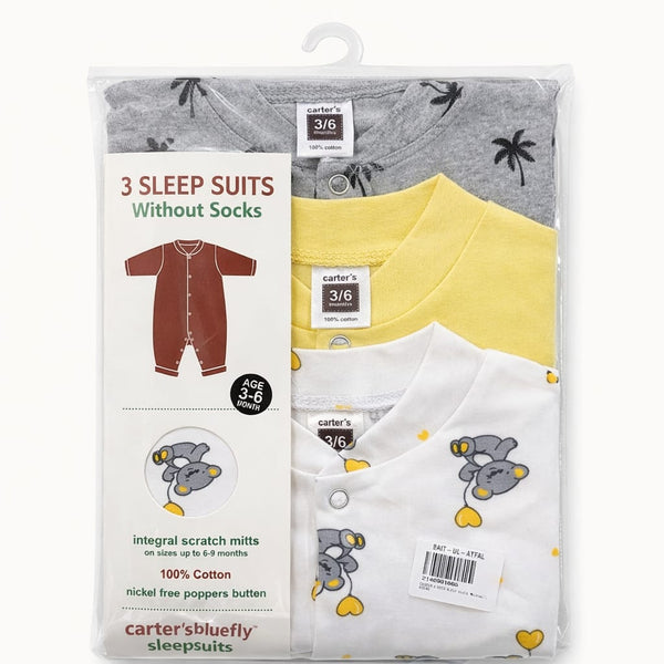Pack of 3 Imported Carters Newborn Baby Rompers  | Soft Cotton