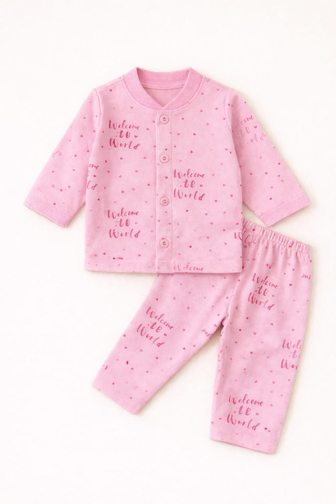 Baby Night Suit – Welcome to the World Print | Soft Cotton (0 to 18 months)