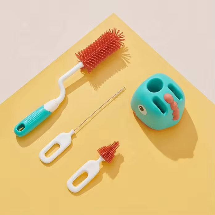 Silicone Feeder Bottles & Straw Brush Set 3 in 1