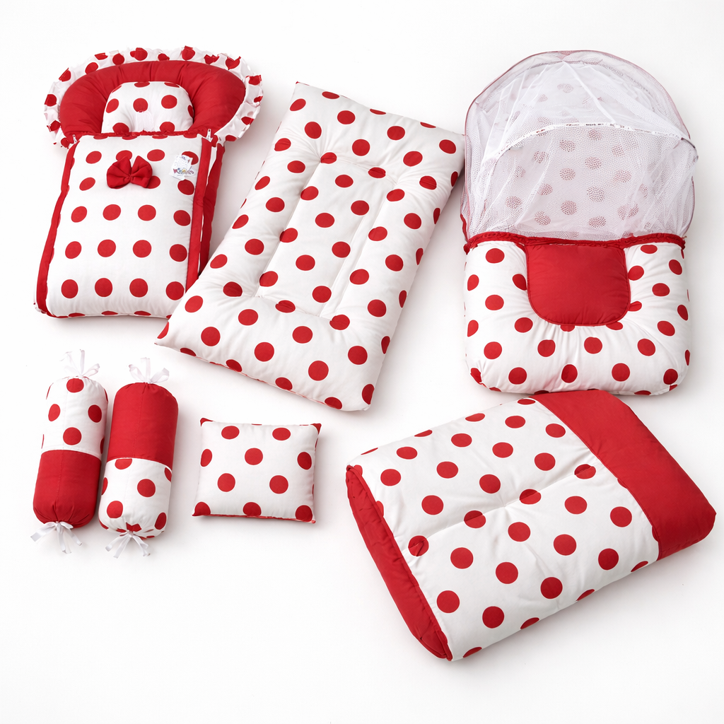Premium Quality Large Size Kidzo 8 Pcs Baby Bed Set Red