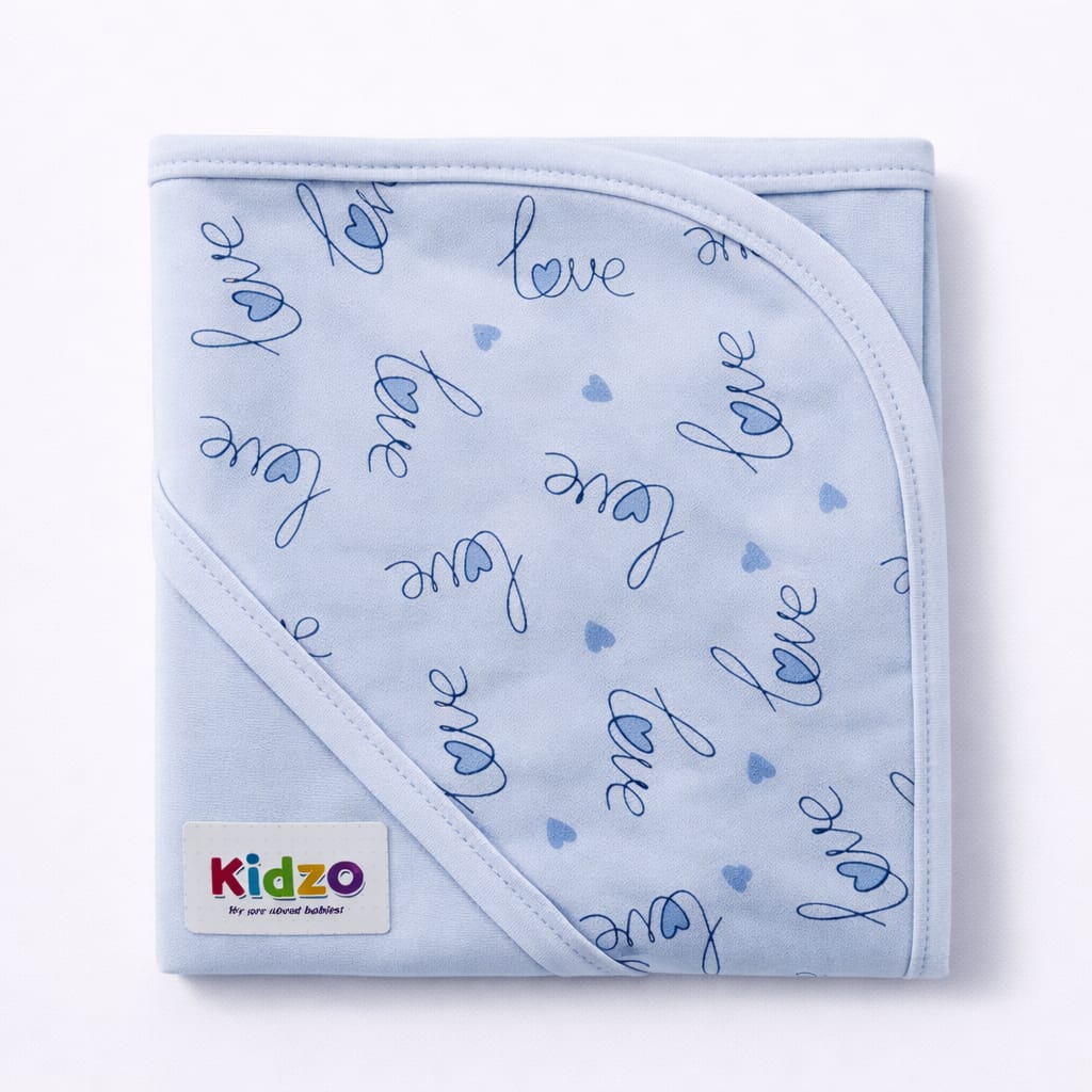 Kidzo Baby Wrapping Sheet Blue – Soft Cotton Newborn Swaddle Blanket