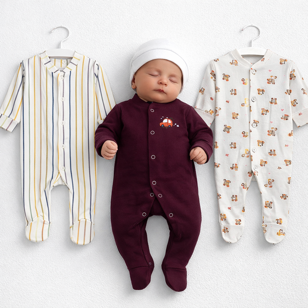 Pack of 3 Imported Carters Newborn Baby Rompers  | Soft Cotton