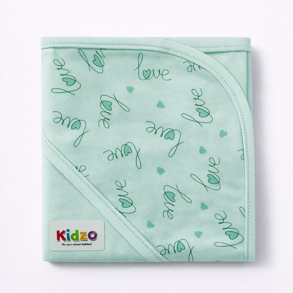 Kidzo Baby Wrapping Sheet Green  – Soft Cotton Newborn Swaddle Blanket