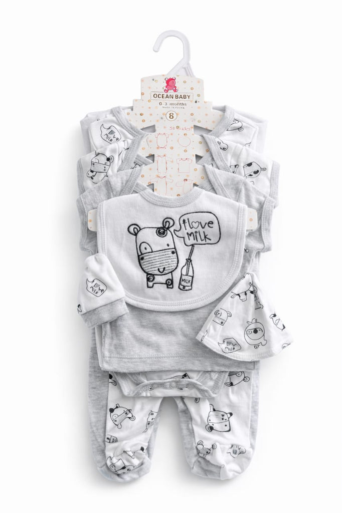 Newborn Baby 8 Pcs Starter Set Imported
