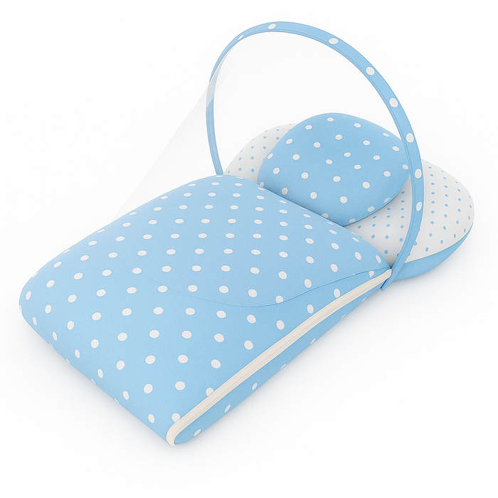 Baby Carry Nest With Mosquito Attached Polka Dot Sky Blue