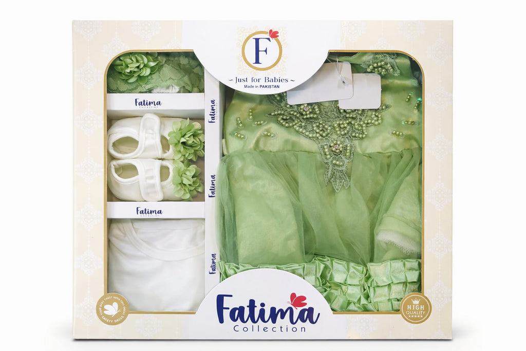 5 Pcs Baby Fancy Frock Set (0–3 Months) | Soft & Stylish Baby Wear