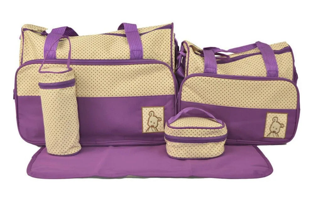 5-in-1 Set Multi Function Baby Diaper Nappy Bag Mummy Babies Bags Changing Set Handbag
